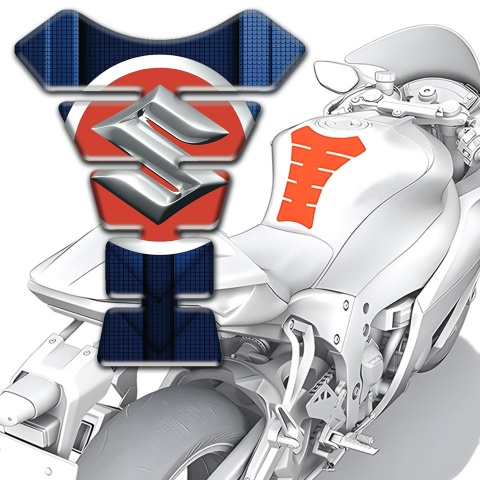 Suzuki Tank Pad Protector Blue Backgroynd with Red Silver logo 