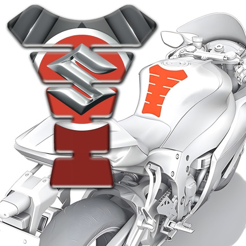 Suzuki Tank Fuse Big Silver Logo Edition with Gray ReD Base 