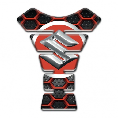 Suzuki Tank Pad Protector 3D Red GRid Design 