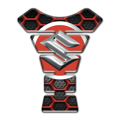 Suzuki Tank Pad Protector 3D Red GRid Design 