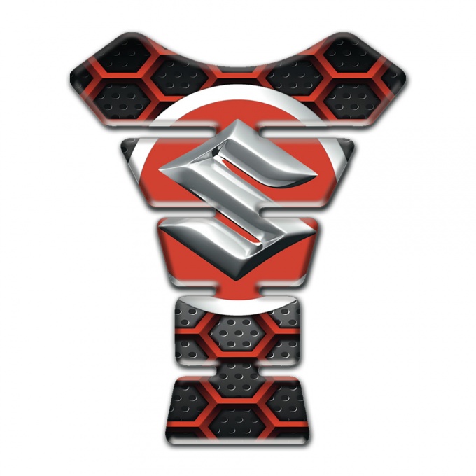 Suzuki Tank Pad Protector 3D Red GRid Design 