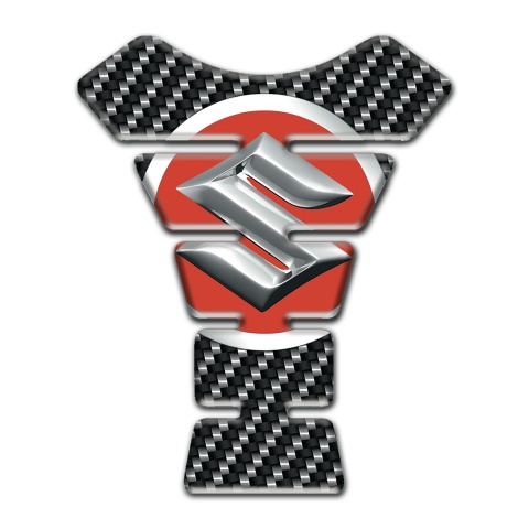 Suzuki Tank Fuse Silver Red Logo with Carbon Background 