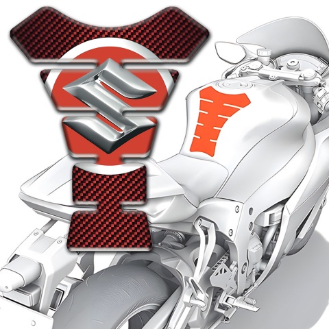 Suzuki Tank Pad Protector Red Carbon Design Model 