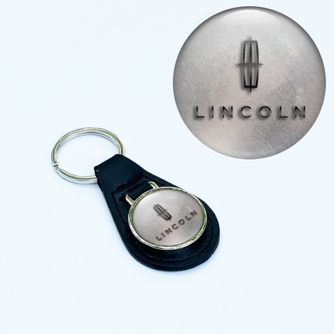 Lincoln Leather Keychain Silver Asphalt Classic Logo