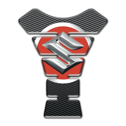 Suzuki Tank Protector Motorcycle Silicone Sticker with Red Silver logo Design 