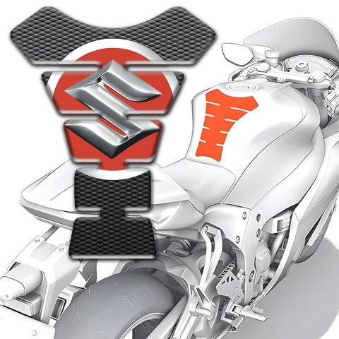 Suzuki Tank Protector Motorcycle Silicone Sticker with Red Silver logo Design 