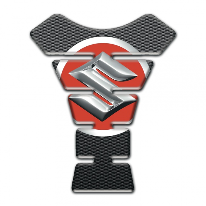 Suzuki Tank Protector Motorcycle Silicone Sticker with Red Silver logo Design 