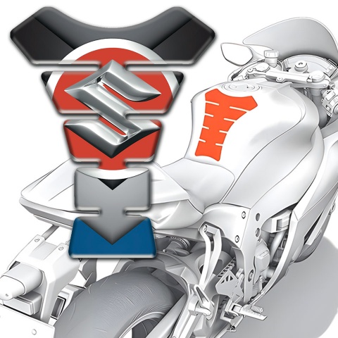 Suzuki Tank Fuse Gray Blue V Shape Decoration Style 
