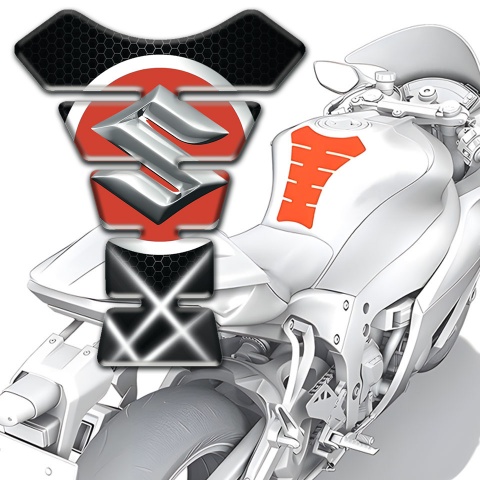 Suzuki Tank Pad Motorbike Crossed White Lights Design 