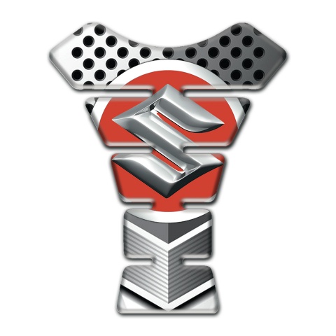 Suzuki Tank Guard Pads White Gray Perforated Base Design 