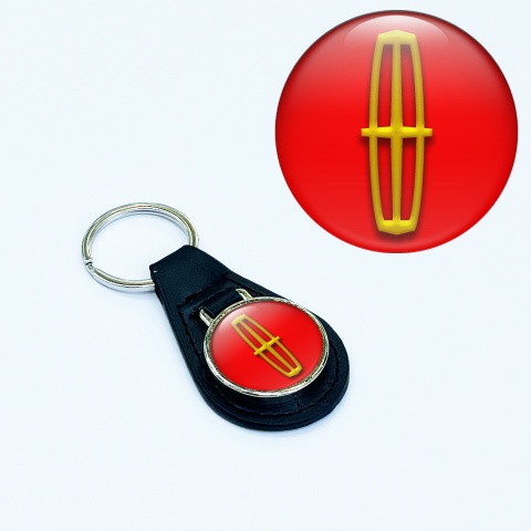 Lincoln Key Fob Leather Red Yellow Classic Design