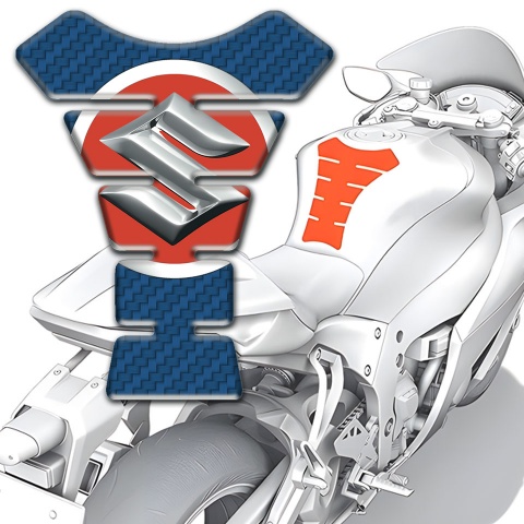 Suzuki Tank Pad Motorbike Navy Blue caarbon Design 