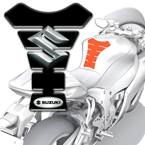 Suzuki Tank Fuse Black Base with 3D Silver logo 