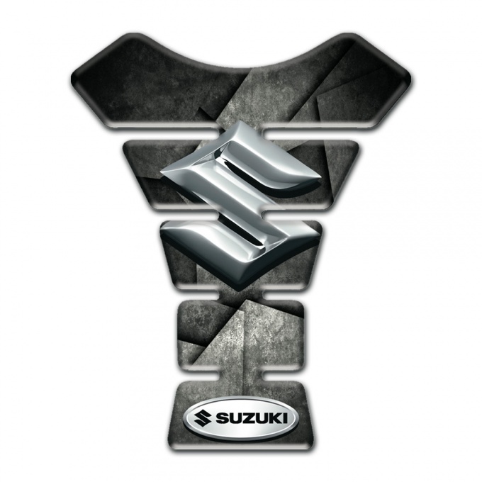 Suzuki Tank Protector Mixed Black Gray Details with 3D Silver Logo 
