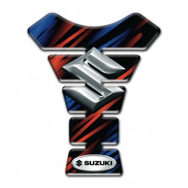 Suzuki Tank Guard Pads Black with Blue red Patterns Design 