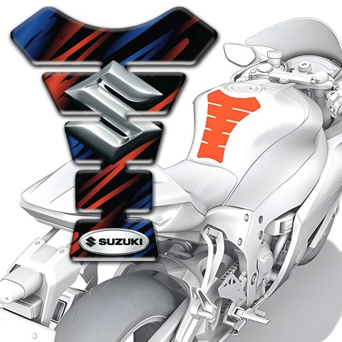 Suzuki Tank Guard Pads Black with Blue red Patterns Design 