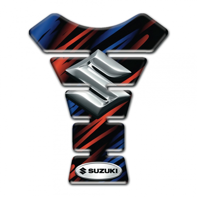 Suzuki Tank Guard Pads Black with Blue red Patterns Design 
