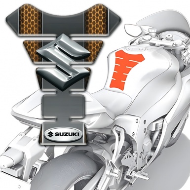 Suzuki Tank Pad Protector Copper Honeycomb motivr with 3D Logo 