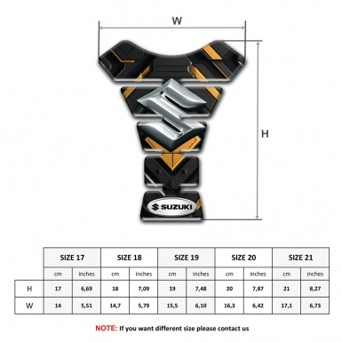 Suzuki Tank Fuse Black Yellow Decoration Base and 3D Silver Logo 