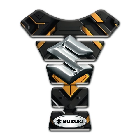 Suzuki Tank Fuse Black Yellow Decoration Base and 3D Silver Logo 