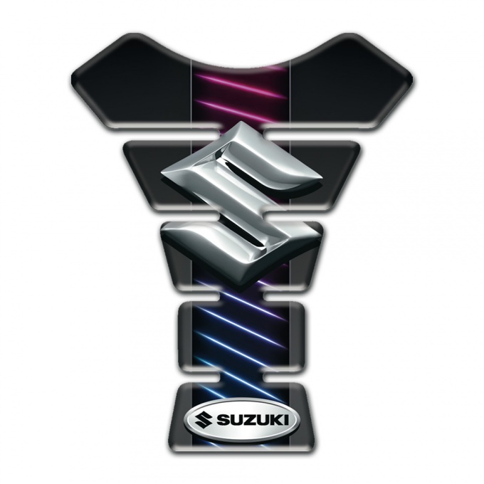 Suzuki Tank Pad Motorbike Blue Red Neon Lines Design with 3D Logo