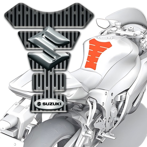 Suzuki Tank Protector Gray Ornament Base with 3D Logo Style 