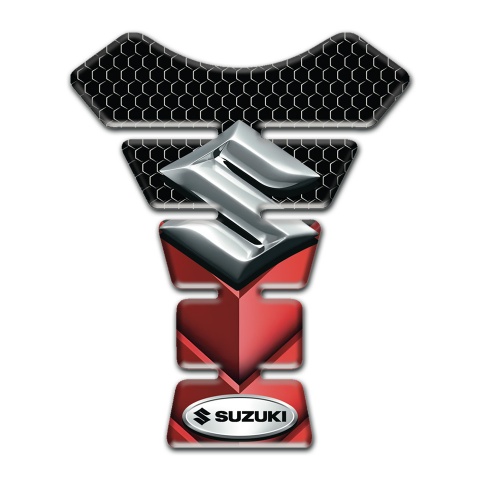 Suzuki Tank Guard Pads Red  Black Print Base with 3D Logo 