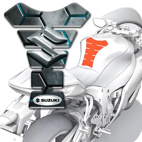 Suzuki Tank Pad Protector Turquoise Channels Design 