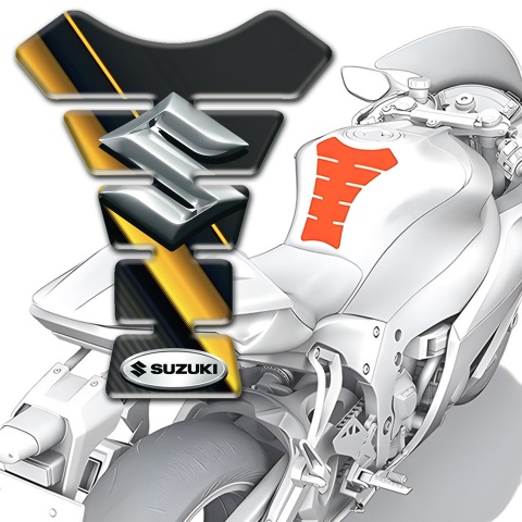 Suzuki Tank Fuse Yellow Diagonal Tape Base  with 3D Logo Style 