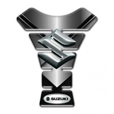 Suzuki Tank Pad Motorbike Chromed Base 3d Silver Logo 