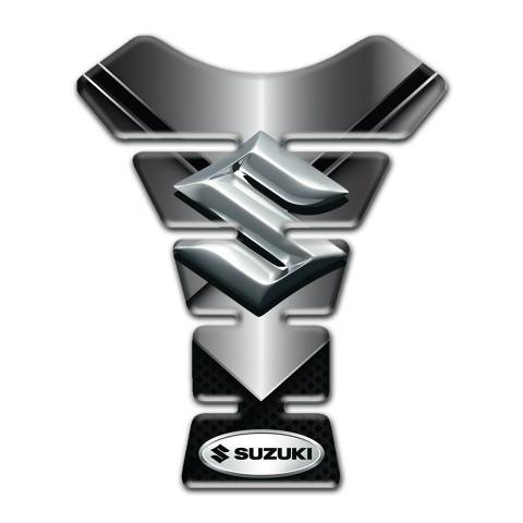Suzuki Tank Pad Motorbike Chromed Base 3d Silver Logo 