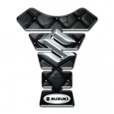 Suzuki Tank Guard Pads Black Leather Base Effect with 3D Logo Design 