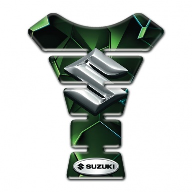 Suzuki Tank Pad Protector Green Diamond Style with 3D Silver Logo 