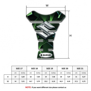 Suzuki Tank Pad Protector Green Diamond Style with 3D Silver Logo 
