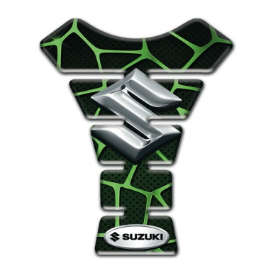 Suzuki Tank Pad Protector Green Lines Decoration with Black Base 