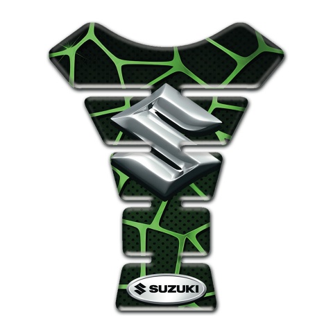 Suzuki Tank Pad Protector Green Lines Decoration with Black Base 