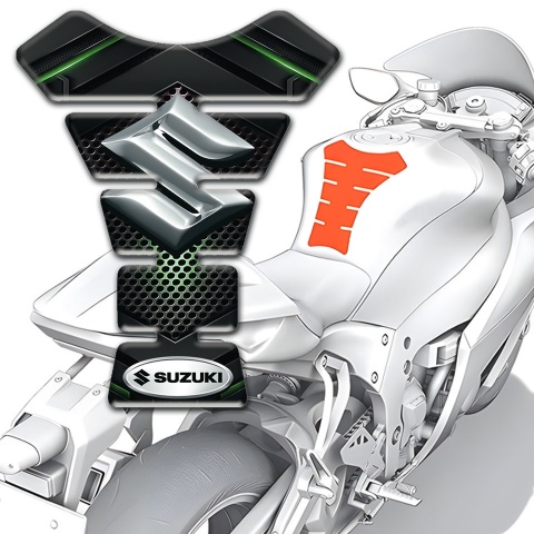 Suzuki Tank Fuse Green Shadow Base with Silver Logo 
