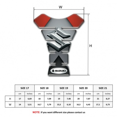 Suzuki Tank Pad Motorbike Gray Red Print with 3D Silver logo 