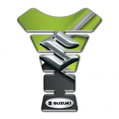 Suzuki Tank Protector Green Gray Base 3d Silver Logo Design 
