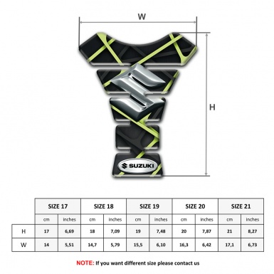 Suzuki Tank Protector Black with Green Tapes Design Silver Logo 