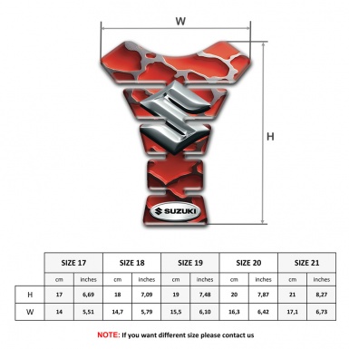Suzuki Tank Pad Protector Red Clouds Effect 3D Silver Logo 