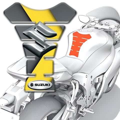 Suzuki Tank Fuse Yellow Gray Decoration and 3D Logo Design 
