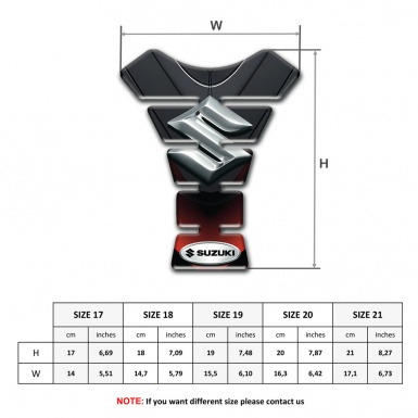 Suzuki Tank Pad Motorbike High End Modell with 3D Silver Logo 