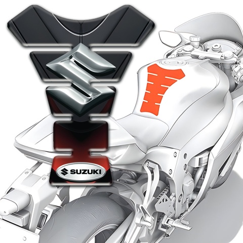 Suzuki Tank Pad Motorbike High End Modell with 3D Silver Logo 