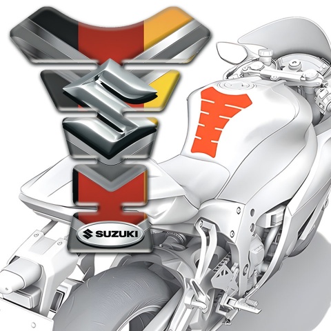 Suzuki Tank Pad Protector Multicolored Base with 3D Silver logo 