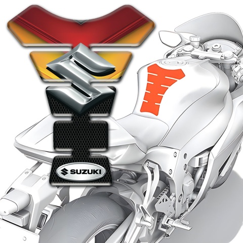 Suzuki Tank Pad Motorbike Fire Colors Motive 