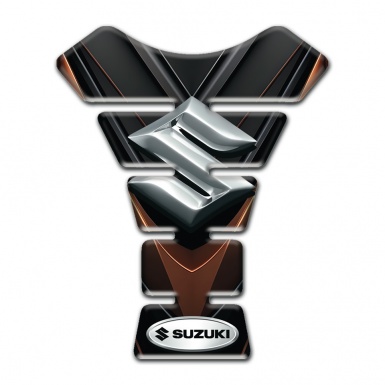 Suzuki Tank Guard Pads Black Brown Base Silver Logo 