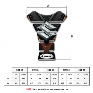 Suzuki Tank Guard Pads Black Brown Base Silver Logo 