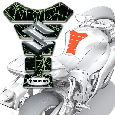 Suzuki Tank Pad Motorbike Green Spider Web Edition 