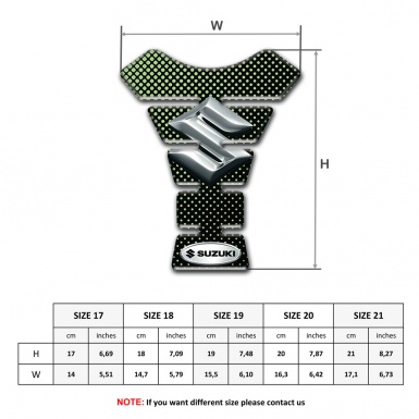 Suzuki Tank Protector Green Dots Base Design with 3D Silver Logo 